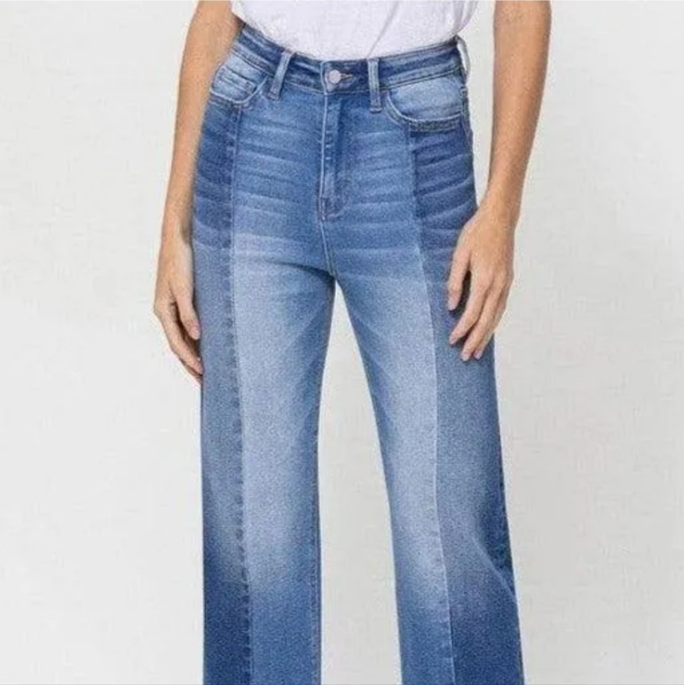 **SOLD**EUC FLYING MONKEY "Be Who You Want To Be" High Rise Colorblock Jeans - Picture 2 of 3